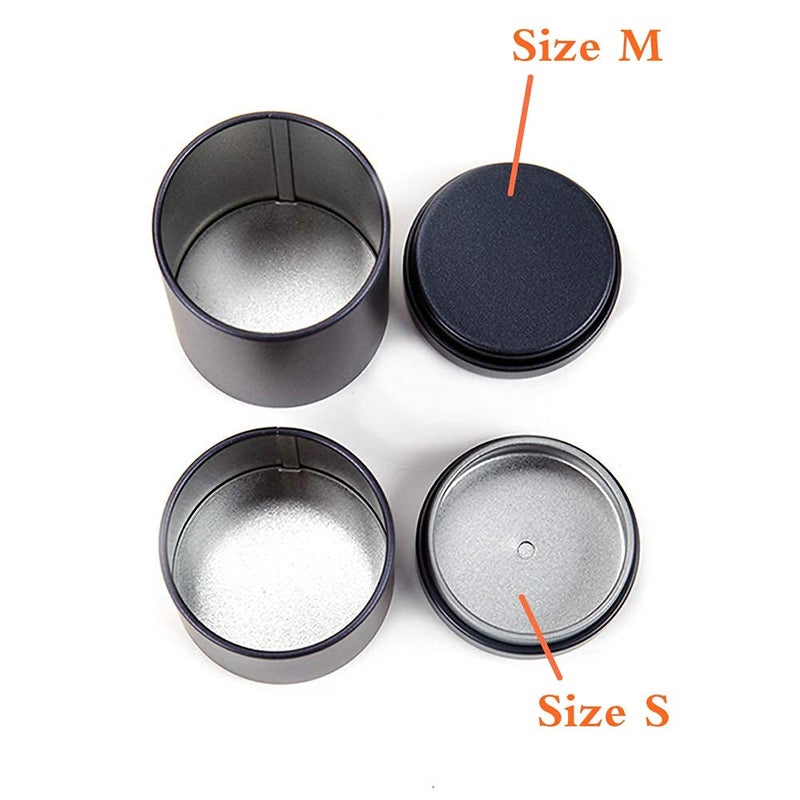 Tianhui Small Tin Can Box with Lids Canister for Coffee Tea Candy Storage Loose Leaf Tea Tin Containers Storage 5 Pcs (Black, S) - Image 3